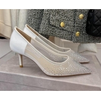 Best Luxury Jimmy Choo Crystal Mesh Pumps 6.5cm White 121666