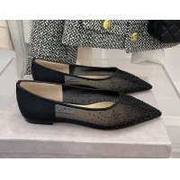 Super Quality Jimmy Choo Crystal Mesh Ballerina Flat Black 121670