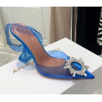 Best Price Amina Muaddi TPU Slingback Pumps with Crystal Circle 9.5cm 122025 Blue