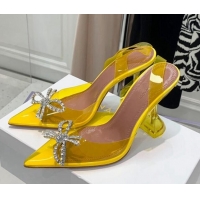 Custom Amina Muaddi TPU Slingback Pumps with Crystal Bow 9.5cm 122035 Yellow