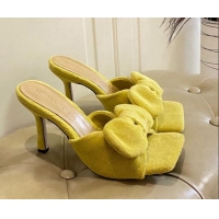 Good Product Bottega Veneta Towel Bow High Heel Slide Sandals 10cm 011308 Yellow