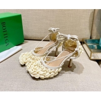 Best Quality Bottega Veneta Stretch Mesh Sandals 9cm 021407 Cream White