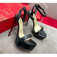 Good Quality Christian Louboutin Calf Leather High Heel Platform Pumps 15cm 021614 Black