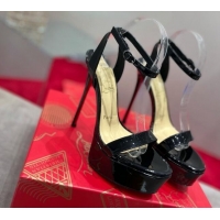 Grade Design Christian Louboutin Calf Leather High Heel Platform Pumps 15cm 021614 Black