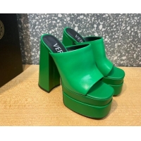 Good Quality Versace Calfskin Platform Slide Sandals 15.5cm 011321 Green