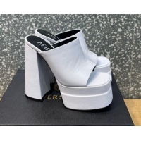 Perfect Versace Calfskin Platform Slide Sandals 15.5cm 011321 White