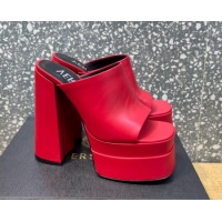 Stylish Versace Calfskin Platform Slide Sandals 15.5cm 011321 Red