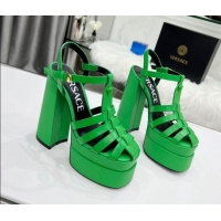 Best Price Versace Calfskin La Medusa Platform Sandals 15.5cm 011329 Green