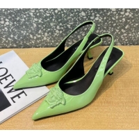 Super Quality Versace Medusa Patent Leather Slingback Pumps 6cm 011336 Green