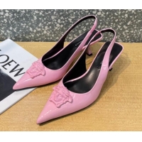 Good Product Versace Medusa Patent Leather Slingback Pumps 6cm 011336 Pink