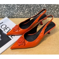 Grade Design Versace Medusa Patent Leather Slingback Pumps 6cm 011339 Orange