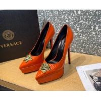 Discount Versace La Medusa Patent Leather Plarform Pumps 14.5cm 011348 Orange