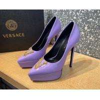 Good Taste Versace La Medusa Patent Leather Plarform Pumps 14.5cm 011348 Purple