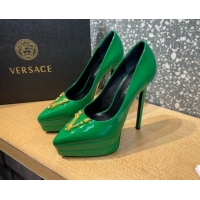 Luxurious Versace La Medusa Patent Leather Plarform Pumps 14.5cm 011348 Green