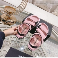 Promotional Chanel Suede Strap Flat Sandals C1420 Pink 2022