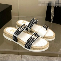 ​Promotional Chanel Houndstooth Slide Sandals C21424 Black/White 2022