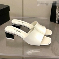 Promotional Chanel Patent Calfskin Slide Sandals 4.5cm G38689 White 2022