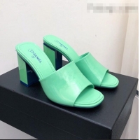 Promotional Chanel Patent Calfskin Slide Sandals 8.5cm G38688 Green 2022