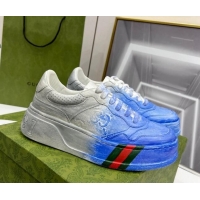 Low Price Gucci Chunky B GG Embossed Leather Sneaker 021601 Blue/Grey