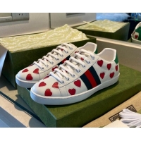 Best Design Gucci Ace Leather Sneakers with Red Heart 021609