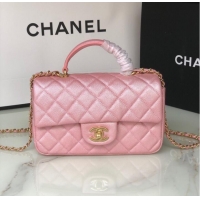 Inexpensive CHANEL mini flap bag with top handle AS2431 Rose