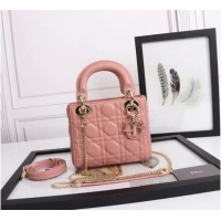 Well Crafted MINI LADY DIOR BAG Lambskin M0566OE pink&gold