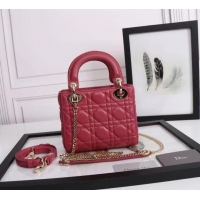 Good Looking MINI LADY DIOR BAG Lambskin M0566OE red