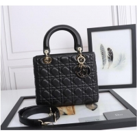 Top Quality MEDIUM LADY DIOR BAG Cannage Lambskin M0565E black