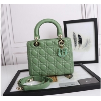 Promotional MEDIUM LADY DIOR BAG Cannage Lambskin M0565E green