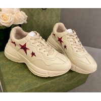 Low Cost Gucci Rhyton Sneakers with GG Star Ivory White 021915