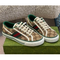 Best Luxury Gucci Tennis 1977 Sneakers in Beige Crystal GG Canvas 021918