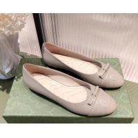 Good Quality Gucci Leather Bow Ballet Flat 021920 Nude