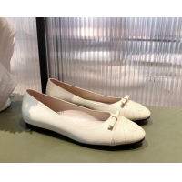 Perfect Gucci Leather Bow Ballet Flat 021920 White