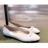 New Stylish Gucci Leather Bow Ballet Flat 021920 White