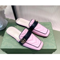 Luxury Gucci Leather Slippers/Mules Pink 021930