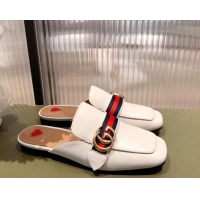 Classic Hot Gucci Leather Slippers/Mules White 021934