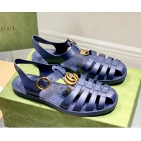 Top Design Gucci Men's Strap Flat Sandals 021935 Blue