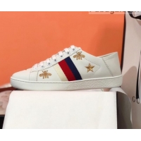 Grade Quality Gucci Ace Sneakers with Bees and Stars 022137 White