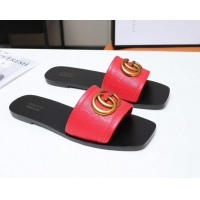 Reasonable Price Gucci GG Leather Slide Sandal with Double G 022162 Red