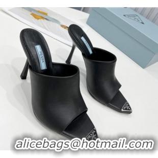 Custom Prada Leather High Heel Mules 10cm 021649 Black