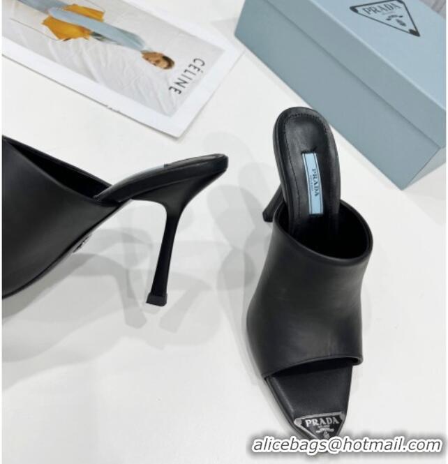 Custom Prada Leather High Heel Mules 10cm 021649 Black