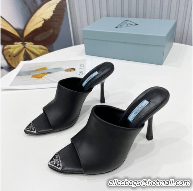 Custom Prada Leather High Heel Mules 10cm 021649 Black