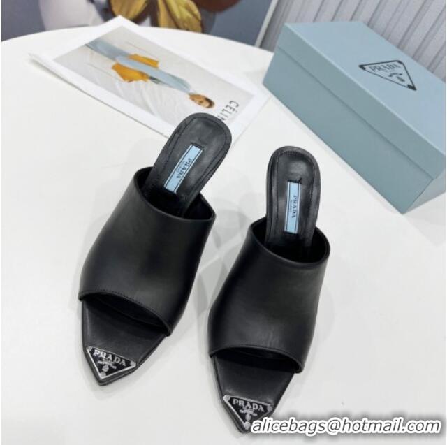 Custom Prada Leather High Heel Mules 10cm 021649 Black