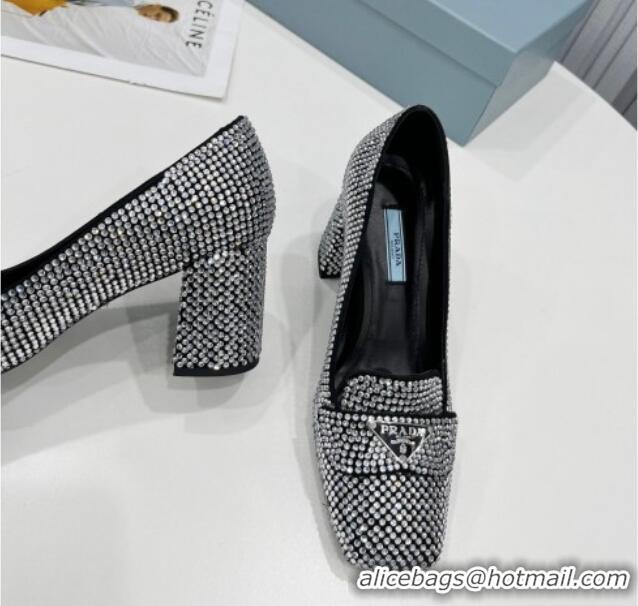 Funny Prada Crystal Loafers 7cm 1D764M Silver