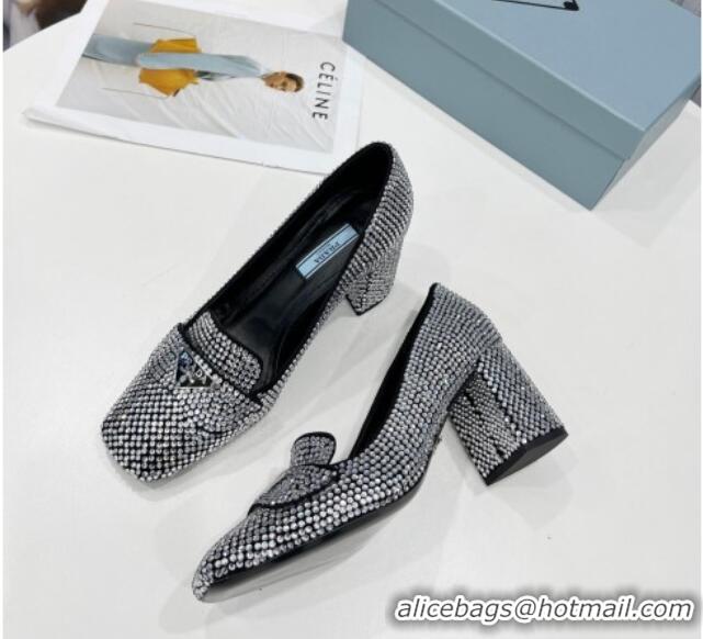 Funny Prada Crystal Loafers 7cm 1D764M Silver