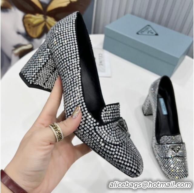 Funny Prada Crystal Loafers 7cm 1D764M Silver