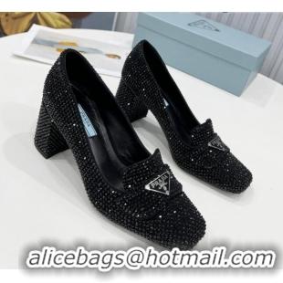 Affordable Price Prada Crystal Loafers 7cm 1D764M Black