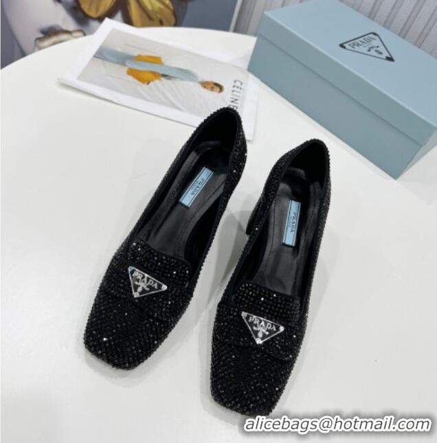 Affordable Price Prada Crystal Loafers 7cm 1D764M Black