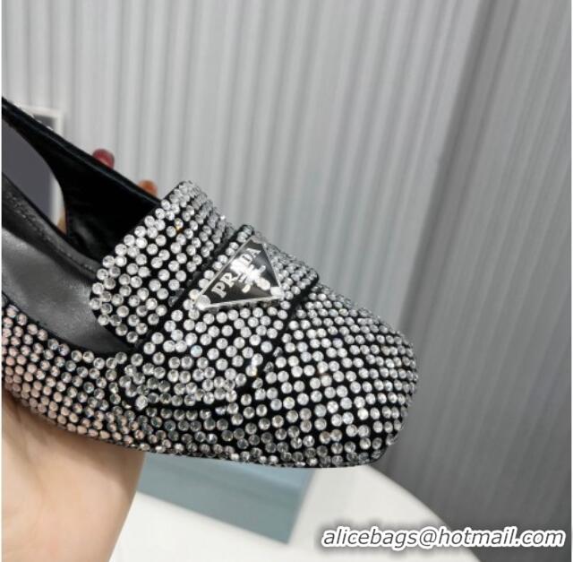 Discount Prada Crystal Slingback Loafers 7cm 021652 Silver