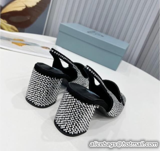 Discount Prada Crystal Slingback Loafers 7cm 021652 Silver